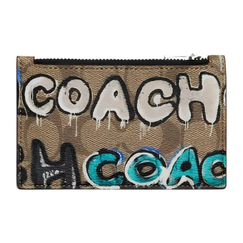 COACH Мята+Serf Zip Card Case Коллаборация Холст с кожей Сумка из холста Клатч Кошелек Картхолдер Женские Хаки