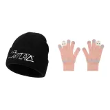 Чёрная шляпа + розовые перчатки