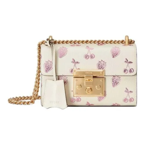 GUCCI Навесной замок кожа сумка через плечо маленькая женская белая