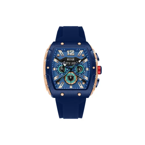 RUIGE Кварцевый механизм силиконовый ремешок мужские часы синий циферблат