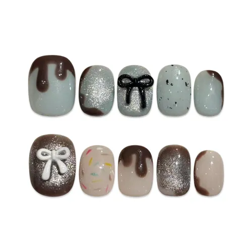 Yun Yue Joe Модный 3D-эффект Ручной Бант Sweet Style Soft False Nail Короткий LADDER 15 мм