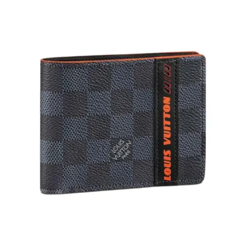 LOUIS VUITTON Покрытый холст Кошелек Унисекс Синий Оранжевый