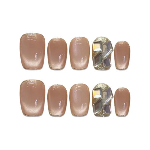 Yun Yue Joe Телесный Осветляющий Кошачий глаз Модный Мягкий Элегантность Сверкающий страз False Nail Короткий LADDER 15mm