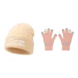 Бежевая шляпа + розовые перчатки