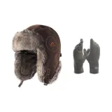 Коричневые шапки и кепки + серые перчатки