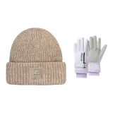 Коричневая шляпа + фиолетовые перчатки