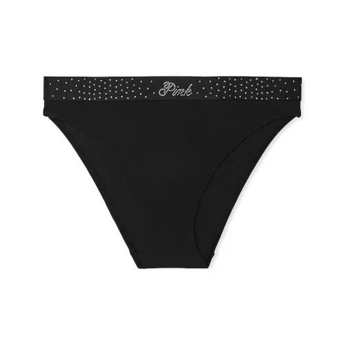 Victoria's Secret Розовый логотип Хлопок Высокая нога Cheeky Panty PBDW Нижнее белье Женское 1 упаковка Черный