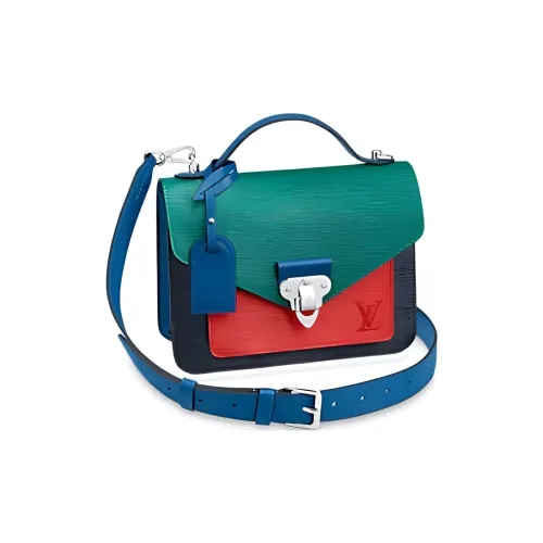 LOUIS VUITTON Monceau Кожа EPI Monsieur Сумка Одно плечо Сумка Женская Изумруд Ярко-синий Королевский синий POPPY Красный