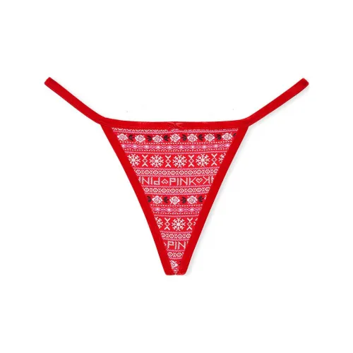 Victoria's Secret Розовый Хлопок Бархат Комбинированный V STRING Трусики BVFVT Нижнее белье Женские 1 упаковка Яркий Вермильон