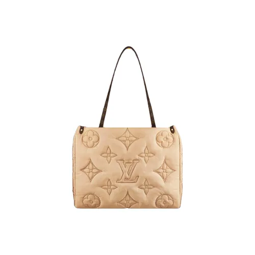 LOUIS VUITTON ONTHEGO Нейлон Тоут Сумка Сумка для покупок Сумка на плечо Сумка Большая Женская Светлый Умбра