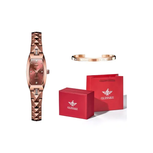 Oupinke Кварцевый механизм стальной ремешок из вольфрамовой стали женские часы красный циферблат