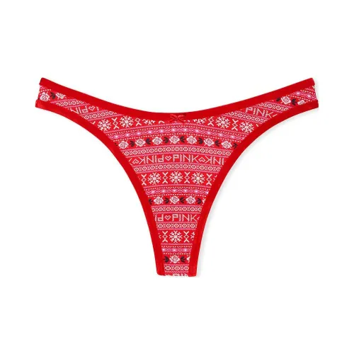 Victoria's Secret Розовый Хлопок Бархат Комбинированный Высокая Нога Стринг Пантика BVFVT Женское Нижнее Белье 1 Пачка Красный