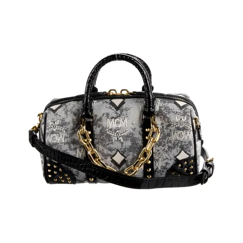 MCM Жаккардовая ткань Boston Сумка через плечо Сумка Mini Женская Черная