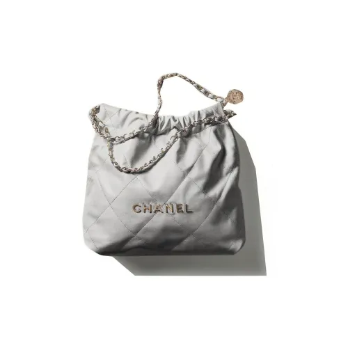 CHANEL 22Bag Гладкая отделка Телячья кожа Тоут Сумка Сумка для покупок Портативная Сумка через плечо Сумка на плечо Женская Серебряная