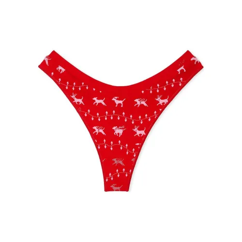 Victoria's Secret Розовый Бесшовный Высокий-Воротник Стринговые Трусы DDP Нижнее белье Женское 1 Пачка Красный