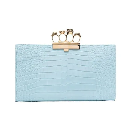 Alexander McQueen Телячья кожа Клатч Женский Светло-синий