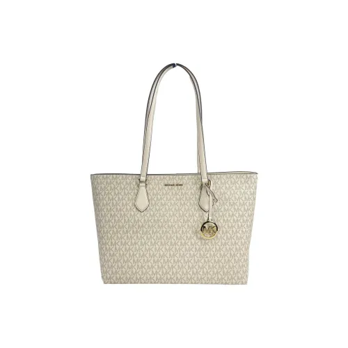 MICHAEL KORS Покрытый холст Тоут Сумка Сумка для покупок Сумка на плечо Сумка Большая Женская Светло-кремовая