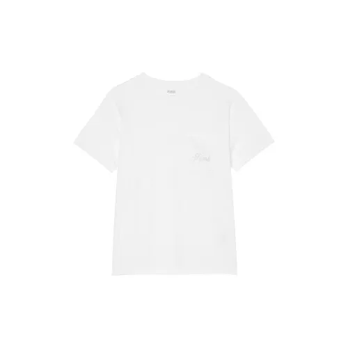 Victoria's Secret Розовый Хлопок Сон Tee Optic Белый Pajama Топ Женская Белая