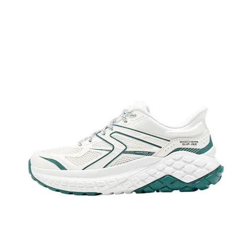 Skechers Monster Устойчивые к истиранию Низкие Топ Кроссовки для бега Мужские Белые Зеленые