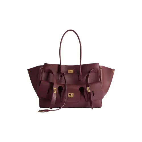 Balenciaga Smooth Calfskin Tote Bag Shopping Bag Medium Women's Burgundy