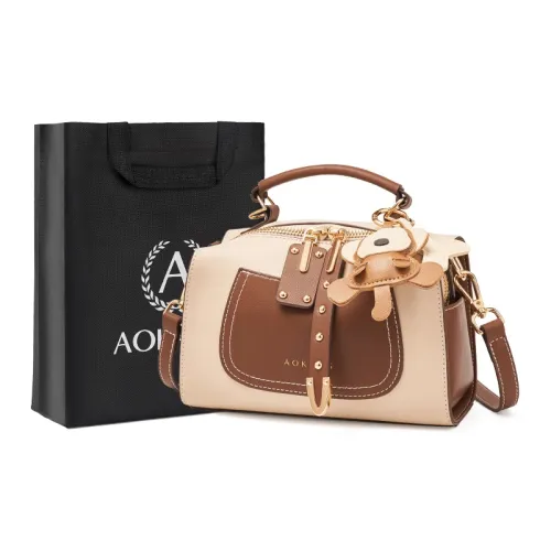 AOKANG Коровья кожа Подушка Сумка Сумка на плечо Сумка Обычная Women's White Персик Пена Кофе