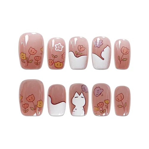 Yun Yue Joe Котенок Линия Тюльпан Розовый Осветляющий Розовый Ручной Рисунок Cute Cartoon Фальшивая Погоня Короткий Стул 15 мм