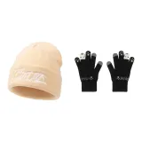 Бежевая шляпа + черные перчатки