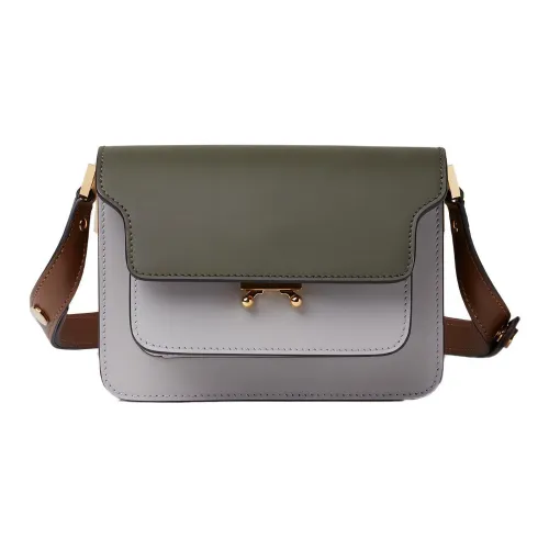 MARNI Основная часть Корова Кожа Сумка на плечо Аккордеонная сумка Женская Зеленая Белая и Многоцветная