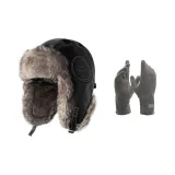 Черные шапки и кепки + серые перчатки