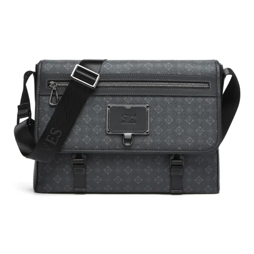 SEPTWOLVES Сумка через плечо из коровьей кожи стандартная мужская черная