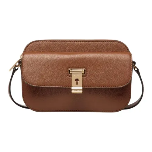 BALLY Lock Me Коровья кожа Крупнозернистая текстура Сумка через плечо Маленькая Женская Коричневая