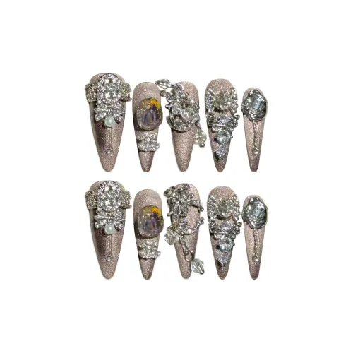 YUNYUEQIAO Тяжелый Люксовый стиль Металл Сверкающий страз Элегантность Премиум Feel Дворцовый стиль False Nail