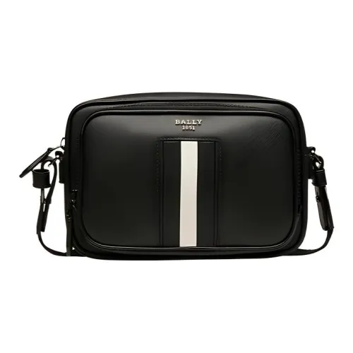 BALLY Полосатая ткань с коровьей кожей сумка через плечо мужская черная