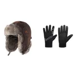 Коричневая шляпа + черные перчатки