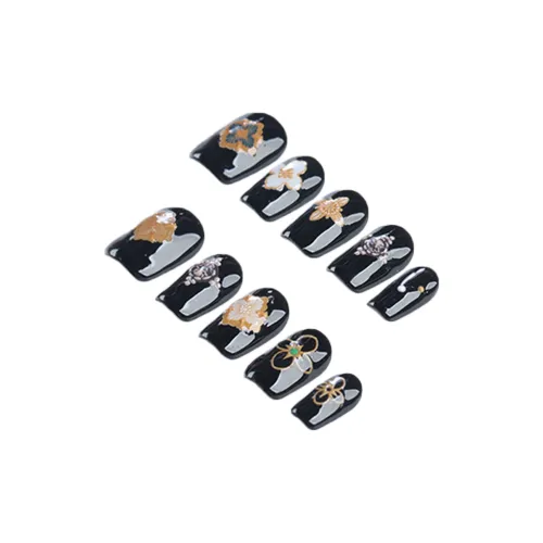 Yun Yue Joe Черный Модный Атмосферный Готический Daisy False Nail Короткий LADDER 15мм