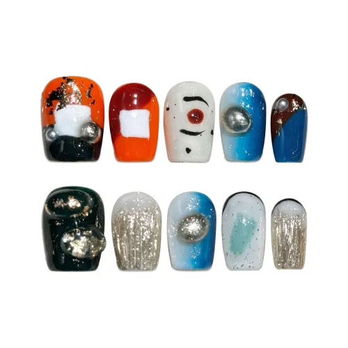 Yun Yue Joe Градиентный Кошачий глаз Смешанный Осветляющий Ручной Круглый Бусина False Nail Короткий LADDER 15 мм