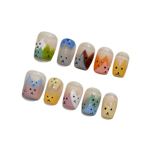 Yun Yue Joe Cute Cartoon Stacked Котенок Soft Brightening False Nail Короткий LADDER 15mm