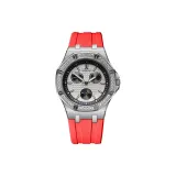 Белый корпус, белый циферблат, красный ремешок