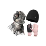 Шарф + Шляпа + Розовые Перчатки
