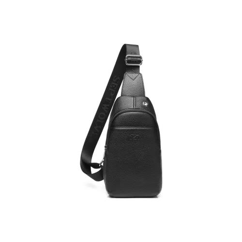 SEPTWOLVES Сумка через плечо из коровьей кожи стандартная мужская черная