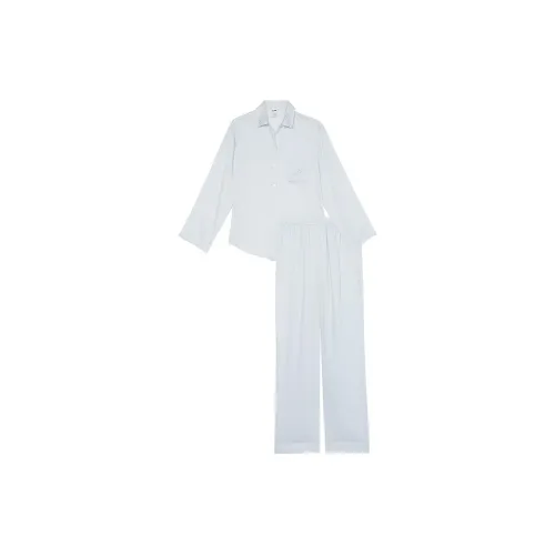 Victoria's Secret Розовый Шелковистый Сон SHINE Длинный Комплект Пижамы HB Комплект Пижам Женские Гортензия Синий