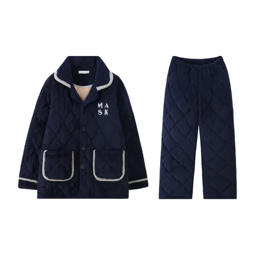 Qiao Ni Tong Пижамный комплект Мужской Королевский синий