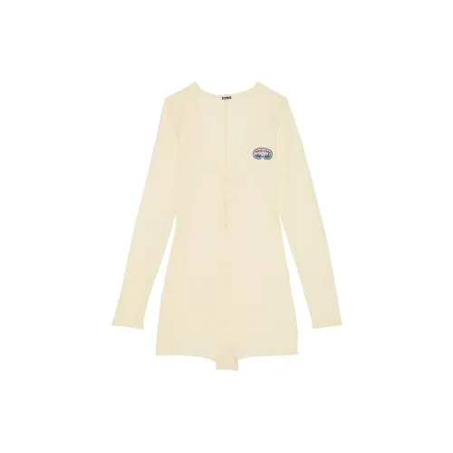 Victoria's Secret Розовый Spill The Чай Хлопок Henley Romper C Дом Onesies Женские Желтый