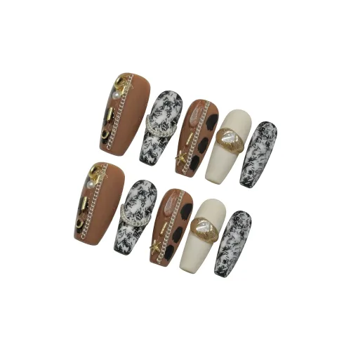 YUNYUEQIAO Элегантность Модный Элегантность Сверкающий страз Леопардовый принт Ручной Стиль Майярд 3D-эффект Винтаж