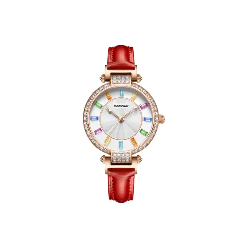 HANBORO Кварцевый механизм Часы Женские Белый циферблат