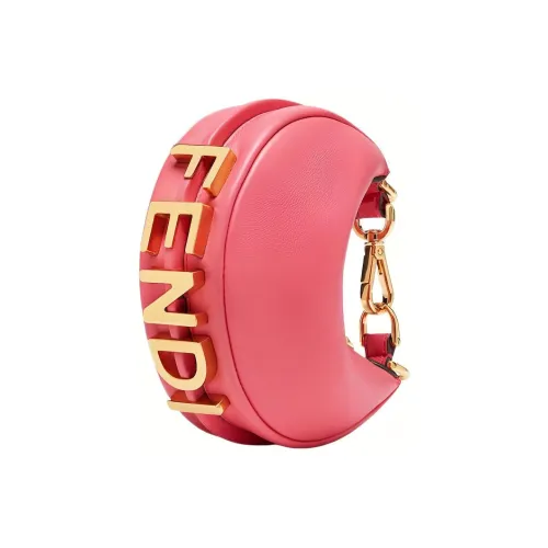 FENDI Fendigraphy Телячья кожа Полумесяц Сумка Сумка на запястье Экстра мини Женская Розовая