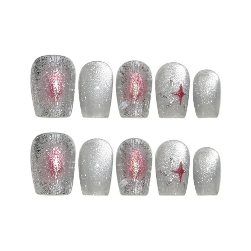 Yun Yue Joe Кошачий глаз Осветляющий Короткий Ногтик Розовый Мода False Nail Короткий ЛАДДЕР 15 мм