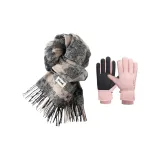 Шарф + Розовый с флисовой подкладкой, ветрозащитный, перчатка