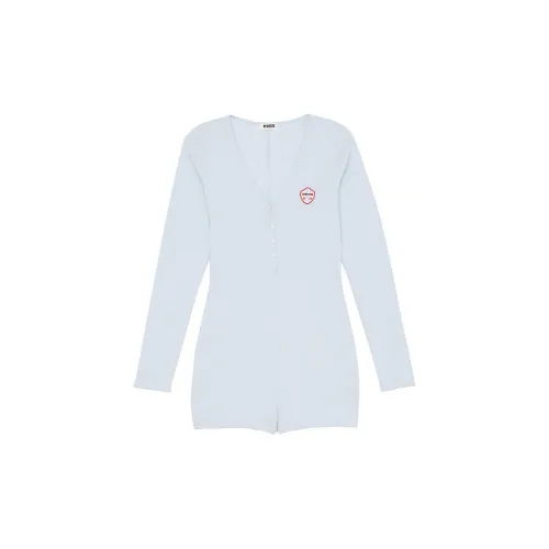 Victoria's Secret Розовый Spill The Чай Хлопок Henley Romper HB Дом Onesies Женские Голубая гортензия