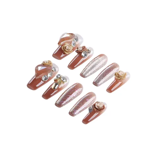 Yun Yue Joe Элегантность Премиум Сверкающий страз Осветляющий Ледяной Прозрачный Сердце False Nail Средний LADDER 25 мм